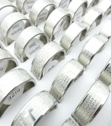 Wholesale 100PCs Stainless Steel Band Rings God Jesus Christ Bible Etched Prayer Christian Religion Jewelry Size 18-22mm6615546