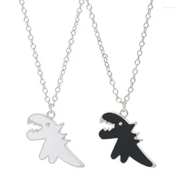 Chains Cute Dinosaur Couple Necklace Lovers Paired Pendants Stainless Steel Neck Chain