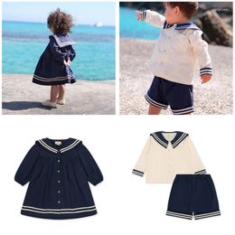 Clothing Sets KS 2024 Spring Children Clothes Top And Shorts Set Brand European Baby Girls Dress Cute Kids Long Sleeve Tee Pant