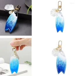 Keychains Resin Ocean Pendant Elegant Pearls Keyring Key Rings Holder For Women Bag Charm Party Jewelry Gift