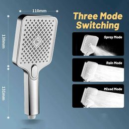 Bathroom Shower Heads New 3 Modes Adjustable Large Flow Rain Square Shower Head Rain Drenching Mode High Pressure Head Shower Bathroom Handheld Shower