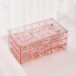 Jewellery Boxes 1pc Jewellery Storage Box Material Transparent PS Colour Transparent Brown Grey Pink