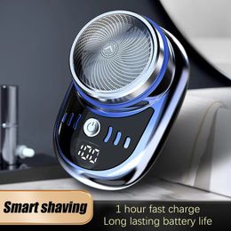 Mini Electric Shaver For Men Vehicle Mounted Shaver With Digital Display Washable Cordless Travel Pocket Face Beard Trimmer 240509