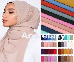 10pcslot Women Chiffon Scarf Plain Bubble Chiffon Hijab Shawls Wraps Head Scarf Femme Headband Muslim Hijabs Scarves Bandanas3176899