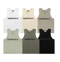 ESS Mens Tank Top T Shirt Trend Brand Three-dimensional Lettering Pure Cotton Lady Sports Casual Loose High Street Sleeveless Vest Top EU Size S-XL High Quality 456456