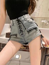 Women's Jeans Jmprs High Waist Sexy Bandage Denim Shorts Women Sweet Slim Design Korean Lady Casual Streetwear Vintage