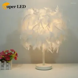 Table Lamps Modern And Simple Creative Feather Lamp Warm Romantic Wedding Decorative Bedroom Bedside