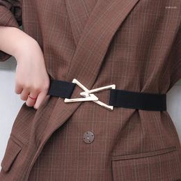 Belts Personalised Women's Belt Alloy Button Fashion Decoration Suit Dress Elastic Black Designer