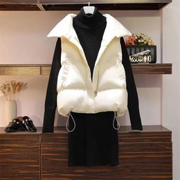 Women's Vests Women Autumn Winter Down Cotton Vest 2024 Stand Collar Casual Sleeveless Coat Female Loose Parkas Outwear