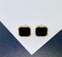 Four leaf back titanium steel 18K gold earrings For Women Luxury design earrings Simple pendant2070765