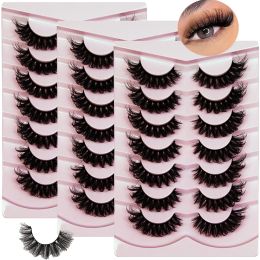 21Pairs/3Pack Volume Fake Fluffy Lashes D Curl Strip Lashes 18MM Thick Eye Lashes look like Lash Extension 6D Wispy Lashes