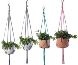Colorful Hemp Rope Plant Hanger Hanging Planter Net Basket With Hook Indoor Outdoor Home Garden Balcony Decor2133280