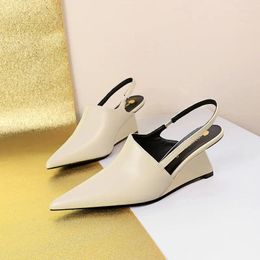 Dress Shoes Women's Design Luxury Shopping Pointed Toe High Heel Sandals Fashion Slingback Wedges Casual