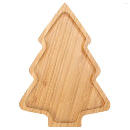 Storage Bottles Christmas Plate Kitchen Supply Decorative Dinner Tray Food Cartoon Bamboo Salad Dish Home Serving