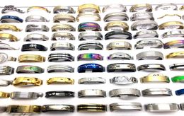 50pcsLOT Top Stainless Steel Ring for Men Women Fashion Jewellery Style Finger Rings Party Favour Couple Gifts Whole Bulk2009839