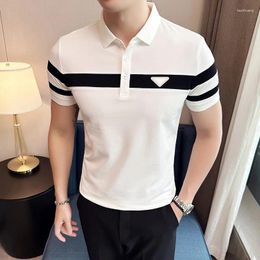 Men's Polos Selling Polo Shirts Men Summer Short Sleeve Lapel T-shirts Ice Silk Casual Business Tee Tops Social Streetwear Tshirts