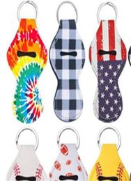 Neoprene Lipstick Keychain Chapstick Holder Christmas Prints Chapsticks Wrap Key Ring Sleeve Holder 73 Designs Party Favor 231 S24473521