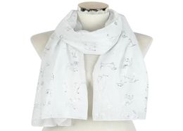 2020 Fashion Cute Dog Print Silver Dog Scarf Shawls Women Soft Long Dashund Animal Wrap Scarves Hijab 3 Colour 5394037