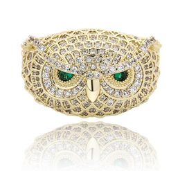 Luxury Zircon Owl Rings For Men Women Trendy Fashion Rappers Rhodium 18K Gold Plated Hip Hop Cluster Rings Jewelry5439729