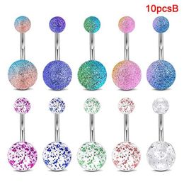 Z7QQ Navel Rings 5/10/12/16pc/Set Cute Dangle Belly Ring Pack 14G Navel Piercing Bulk Sexy Belly Ring Set Belly Button Ring Lot Piercing Jewellery d240509