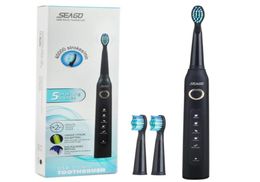 Seago SG507 USB Rechargeable Electric Toothbrush Adult Waterproof Deep Clean Teeth Brush With 2 Replacement Heads C1811150169338394868036