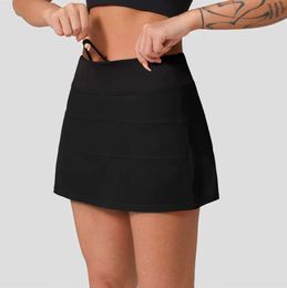 Lu Shorts Lemon Align PACE Rival Mid-rise kjol Lätt svettvickande golftennis Rinnande kjolar med sidofallsfickor och Secure Back Pocket Aritzia 602ESS