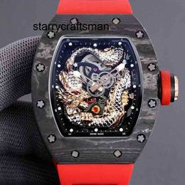 Automatische Uhren RM Armbandwatch Mill Business Leisure RM57-03 Vollautomatische mechanische Millr-Uhren-Kohlefaserklebeband-Konstrukteur-Wasserdichte Armbanduhr 4G1E
