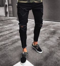 Fashion Men039s Ripped Skinny Jeans Destroyed Frayed Slim Fit Denim Pants Trousers Plus Size S M L XL 2XL2918858
