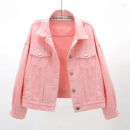 Women's Jackets Versatile Long Sleeved Denim Coat Short Loose Korean Edition Jean Jacket Student Top Candy Color 2024 Spring Autumn