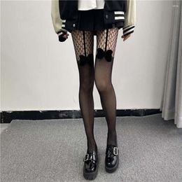 Women Socks Korean Style Ultra Thin Black Girls Gift Lolita Tights Bowknot Fishnet Hosiery Bottoming Pantyhose Ladies Mesh