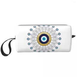 Storage Bags Evil Eye Mandala In Gold And Blue Cosmetic Bag Fashion Big Capacity Lucky Charm Amulet Makeup Case Beauty Toiletry