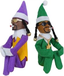 Miniatures Snoop on a Stoop Christmas Elf Doll Black Elf Doll Handmade Hip Hop Doll Plush Toys Gifts for Home Garden Halloween Christmas