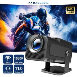 Projectors Magsub Android 11 390ANSI HY320 Projector 4K Native 1080P Dual Wifi6 BT5.0 Cinema Outdoor Portable Projector Upgraded HY300 J240509