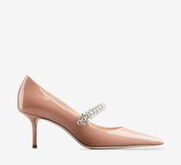 New Bridal Wedding Womens Designer Sandal Bing Pumps Shoes High Heels Black Pink Crystal-embellished Sandals Lady Pointed Toe Gladiator Sandalias EU35-43 With Box
