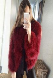 Women Furry Faux Fur Coat Soft Ostrich Feather Fake Fur Jacket Winter Warm Outerwear Vintage Party Short Outwear T2G1236024