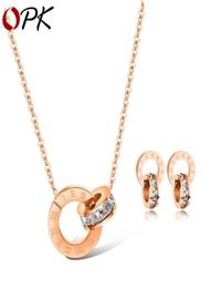 luxury Jewellery designer Jewellery sets for women rose gold Colour double rings earings necklace titanium steel sets fasion 1133 Q6301741