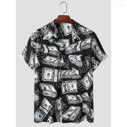 Men's Casual Shirts Black Dollar Bill 3d Print Shirt Men Fashion Personality Short Sleeve Oversized Cool Summer Hip Hop Street Tops Clothing