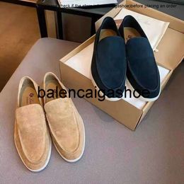 loro shoes loro piano shoe Classic Suede PU Thick Sole Slip on Flat Casual Single Shoes Lazy Slip-on shoe Mens Shoes high quality