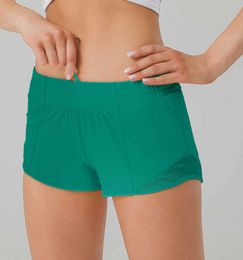 Lu-002 Summer respirável esportes de secagem rápida shorts quente quente feminino cor de cor de fitness de cor de ginástica