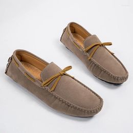 Casual Shoes Leather Men's Formal Mocha Driving Loafers Hand Stitched Frosted 2024 Model Large Size48