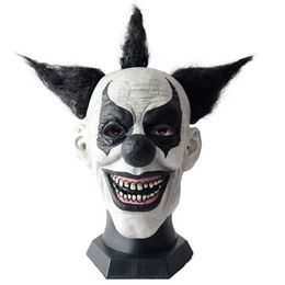 Party Masks Dark Knight Corner Clown Mask Decoration Halloween Horror Devil Role Playing Ghost House Adult Black Hair Latex Fun Q240508