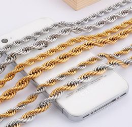 Multicolor 316 Stainless Steel 6mm Rope Chains Necklace Gold and Silver 24 inch Hip Hop jewerly3052437