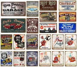 Rod Garage Decor Vintage Metal Tin Signs Classic Car Motor Battery Tools Wall Art Plate Shabby Chic Painting Plaque6425977