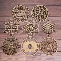 Decor Wooden Flower Of Life Shape Energy Laser Cut Mat Wall Sign Home Decor Handmade Coasters Craft Making Sacred Geometry Ornament