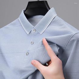 Men's Polos Fashion Lapel Button Solid Colour Korean Polo Shirts Clothing 2024 Summer Casual Pullovers All-match Business Tee Shirt