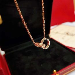 Necklace Designer for Woman Cartera Luxury Cart Necklace Kajia Double Ring Necklace 925 Sterling Silver Plated 18k Gold Double Ring Buckle Necklace Double Ring Pend