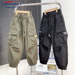 Spodnie towarowe dla chłopców Wysokiej jakości Spring Autumn Dzieci Spodnie Przypadkowe spodnie dziewcząt Streetwear Pants Teenage Ubrania na 110-170 cm 240508