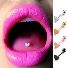 Tongue Steel Heart Barbell Body Piercing Labret Pin Nipple Nail Ear Piercings Stud Lip 240429
