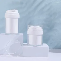 Storage Bottles 50/100ml Cosmetic Jar Plastic Cream Refillable Vacuum Bottle Press Style Vials Airless Container