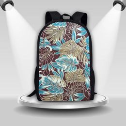 Backpack Coloranimal Polynesia Style Monstera Fashionable Leaf Print Women's Large Capacity Travel Light Picnic Bag School Bags